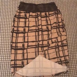 Tan and black pencil skirt